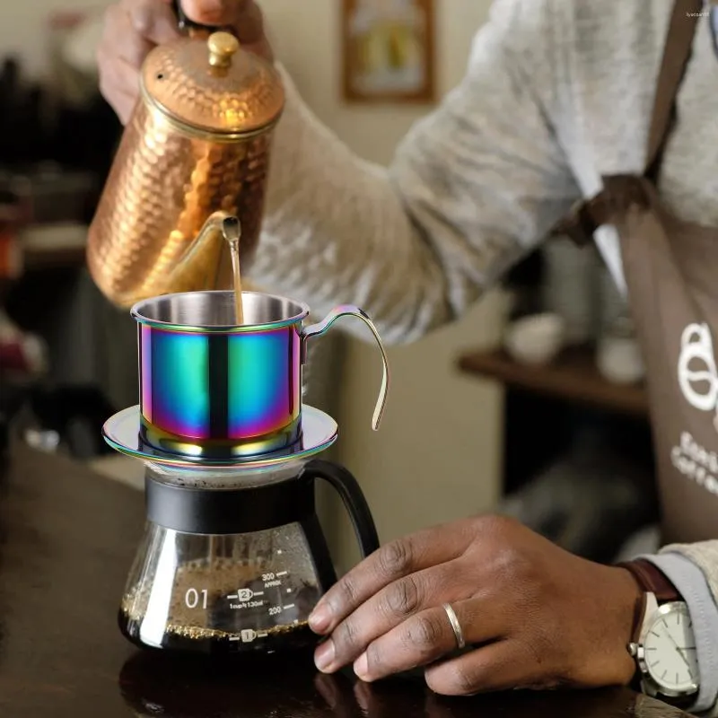 Metal coffee filter for pour clearance over