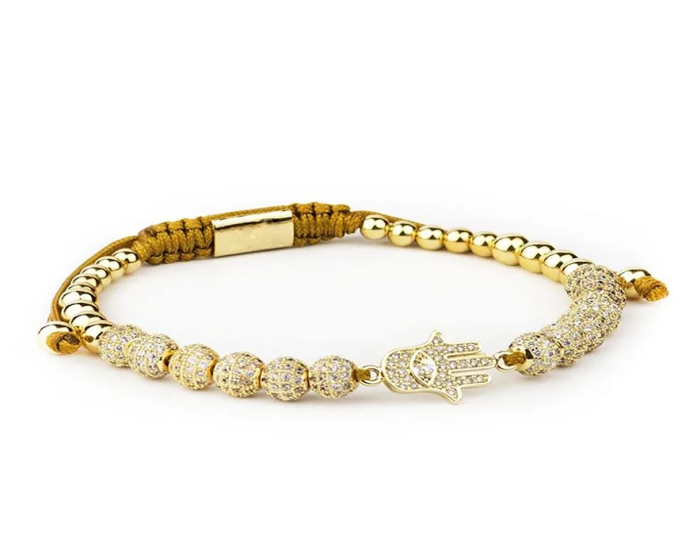 Men smycken slivkrona charmarmband strängar smycken 4mm runda pärlor flätade armband kvinnlig pulseira zirkongåva Valentine7602876