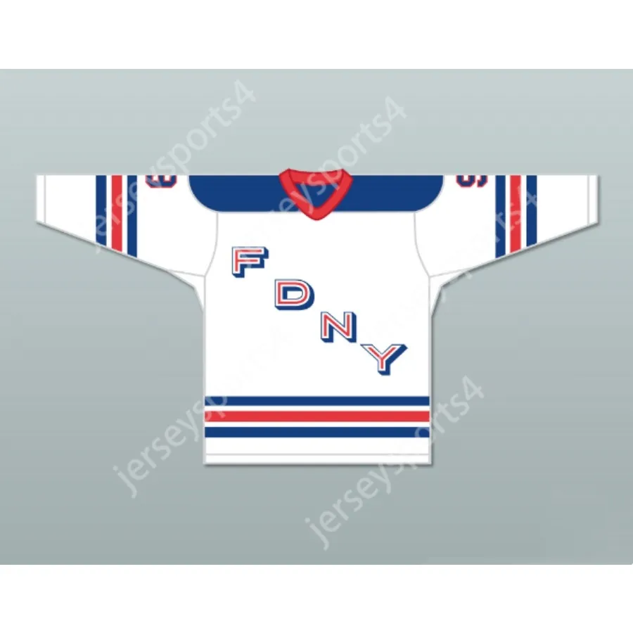 Custom FDNY BRAVEST 9 WHITE HOCKEY JERSEY DESIGN 2 NEW Top Ed S M L XL ...