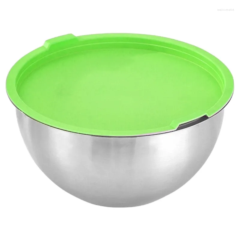 Plates Stainless Steel Kitchen Cooking Mixing Bowl With Colorful Silicone Airtight Lid Dropship