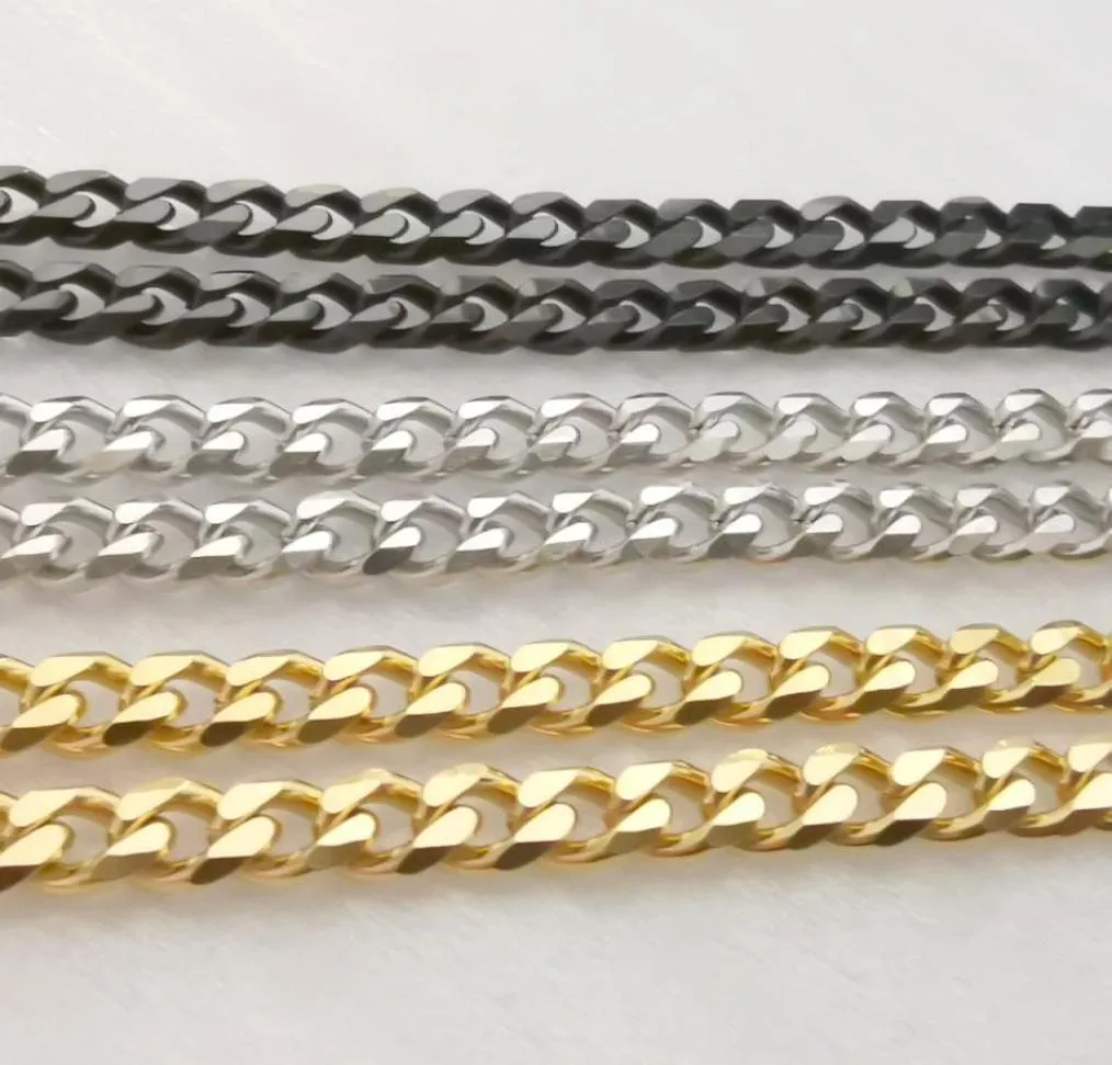 Lotto 5 metri alla rinfusa 5MM neroargento oro acciaio inossidabile Curb Link Chain risultati gioielli marcatura collana fai da te braccialetto2152390