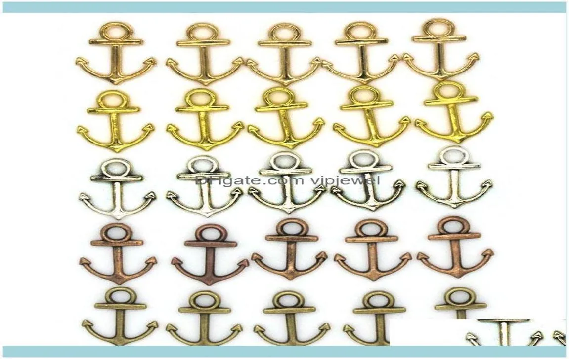 نتائج المكونات Jewelry1000pcs 14x19mm المجوهرات DIY Aessories 5 ألوان برونزية Sier Gold Color Alloy Vintage Ocean Archor Charms9634345