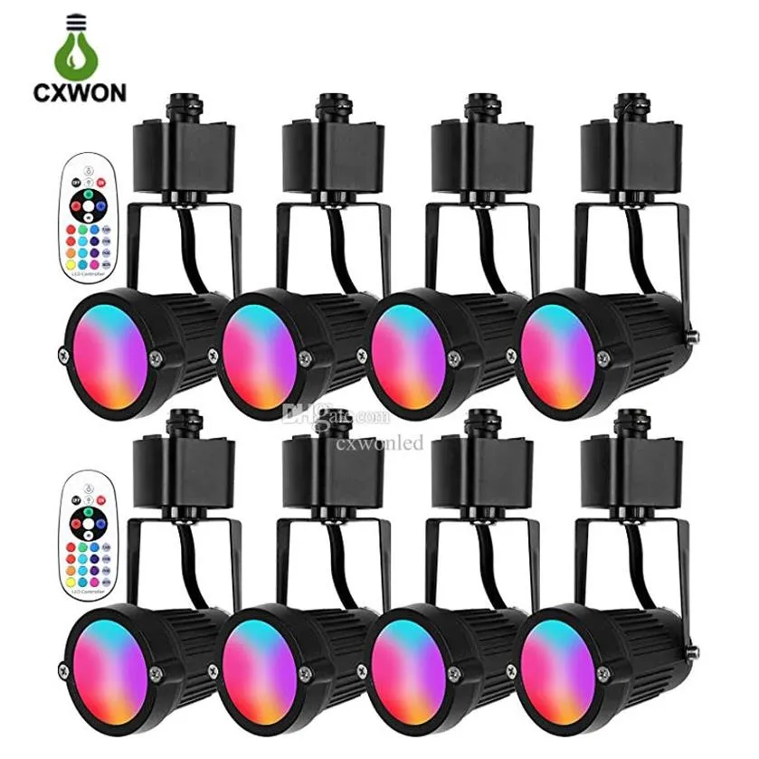 Luzes de trilha LED RGBW 10 cabeças diminuídas RGBW H Tipo de iluminação de faixa Cabeça para tarefa de destaque Exposição de arte de varejo 120V Muticolor Spotl315O