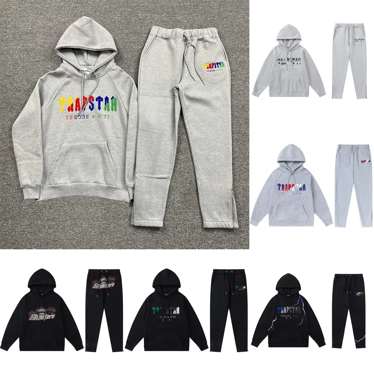 Trapstar Herren-Kapuzenpullover, vollständiger Trainingsanzug, Kapuzenpullover, Nake Tech Trapstar-Trainingsanzüge für Herren, Sportbekleidung, Anzug, Reißverschluss, Hose, Sweatshirt, Hose, Jogging, Größe S-XL