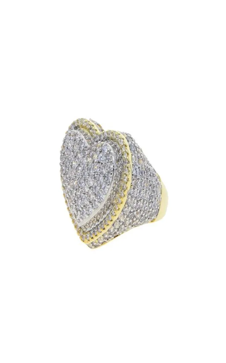 Nieuw aangekomen mode tweekleurige vingerring verharde volledige cz steen voor vrouwen mannen party trouwringen sieraden hele1909741