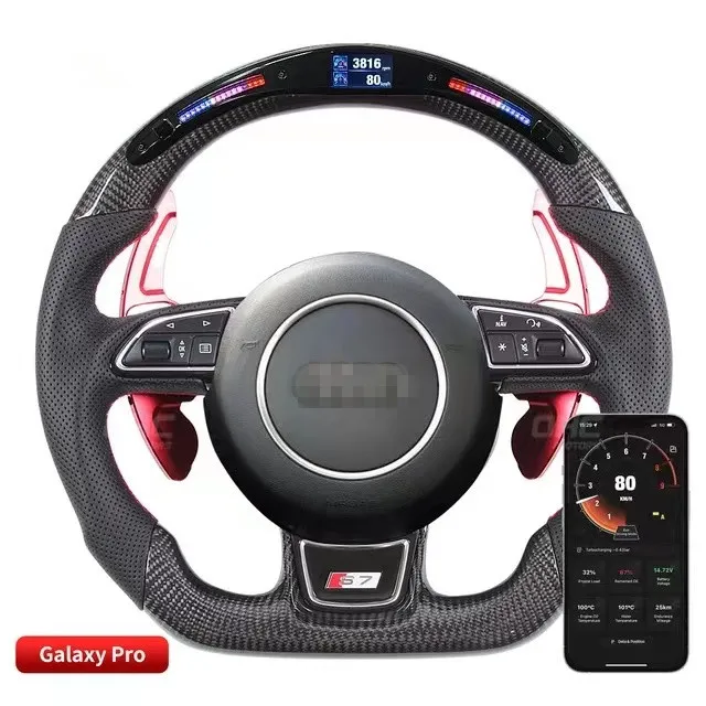 LED Performance Steering Wheel for Audi A6 A7 Real Carbon Fiber Car Accessories