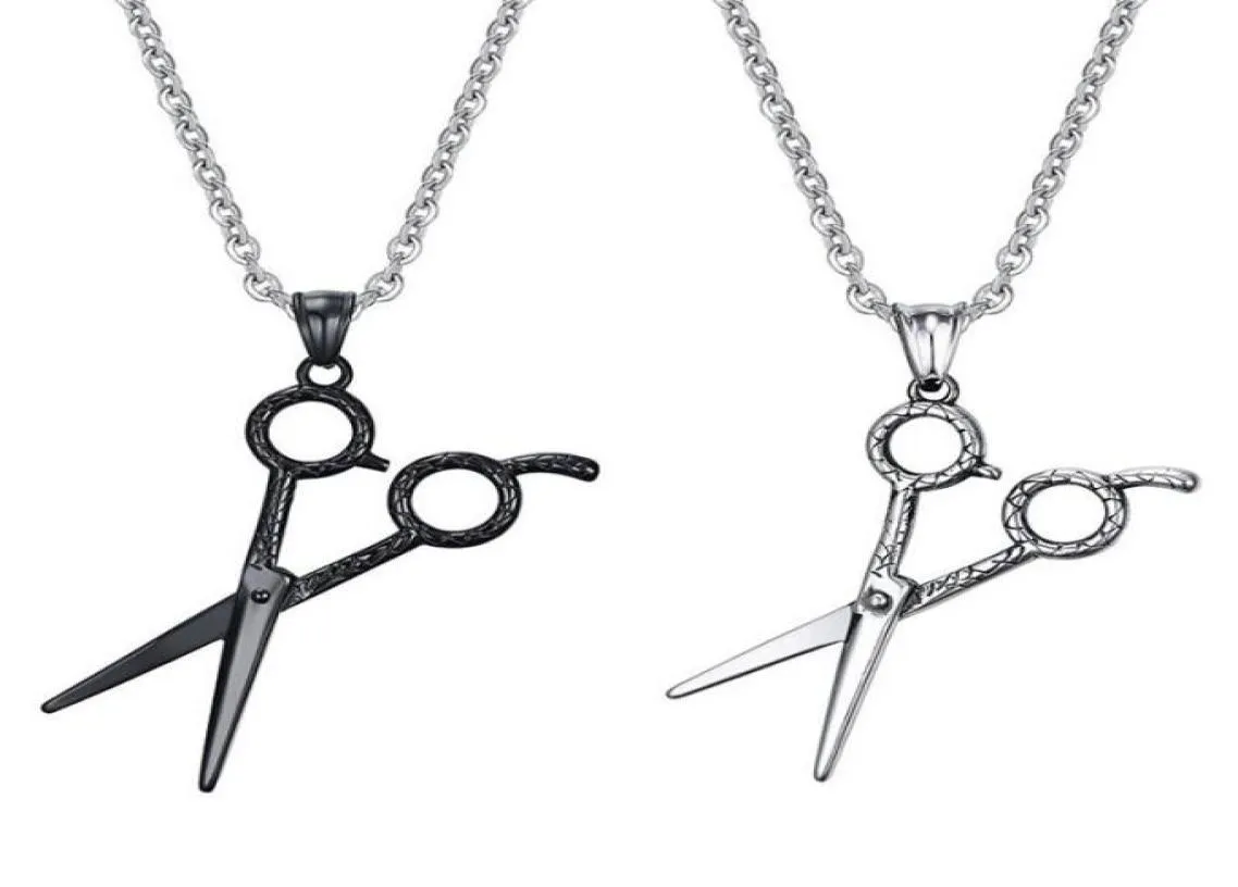 Cool Mens Scissors Stylist Necklace Jewelry Stainless Steel Barber Tools Shaped Pendant Male Jewelry Chain9138389