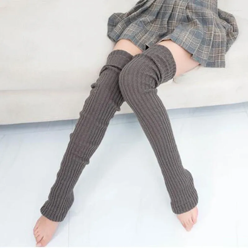 Chaussettes de femmes mode chaude genou haut hiver tricot solide crochet botte Beenwarmers