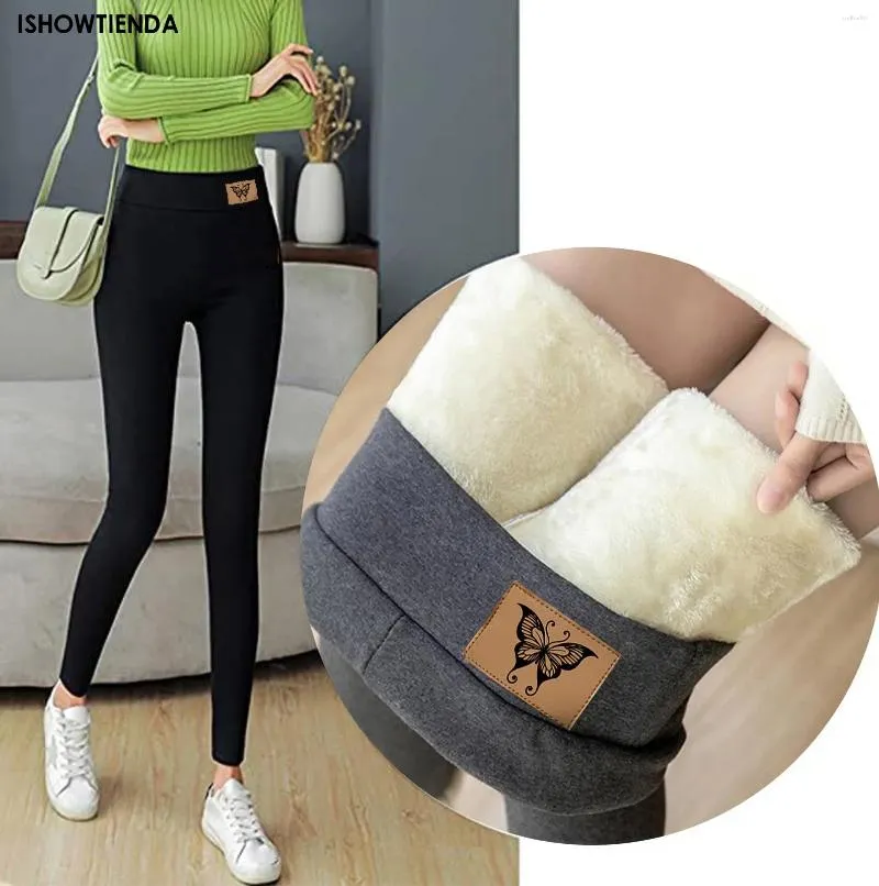 Women's Pants Winter Leggings Thermal Velvet Cotton Slimming Tights With Fleece Pant Black Stretch Gray Thick Warm For Women