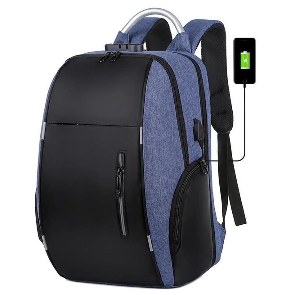 Casual Backpack Mężczyźni anty-kradzież 22L USB Travel Bagpack 15 6-calowy laptopa Business Men Wodoodporne studenci studenckie 273U