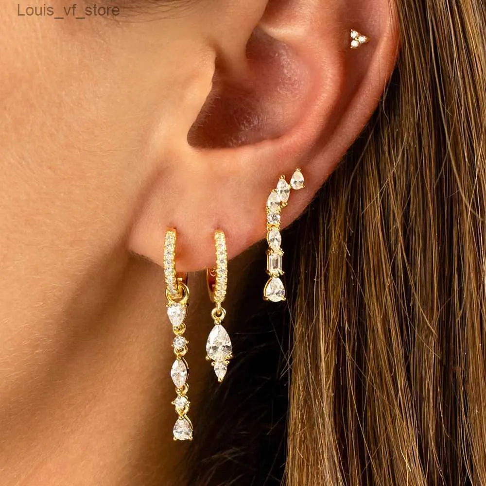 Charm 2023 New Design Gold Color Zircon Water Drop Small Hoop Earrings  Women Copper Pendant Piercing Korean Earrings Wedding Jewelry T231213 From  Louis_vf_store, $1.92 | DHgate.Com