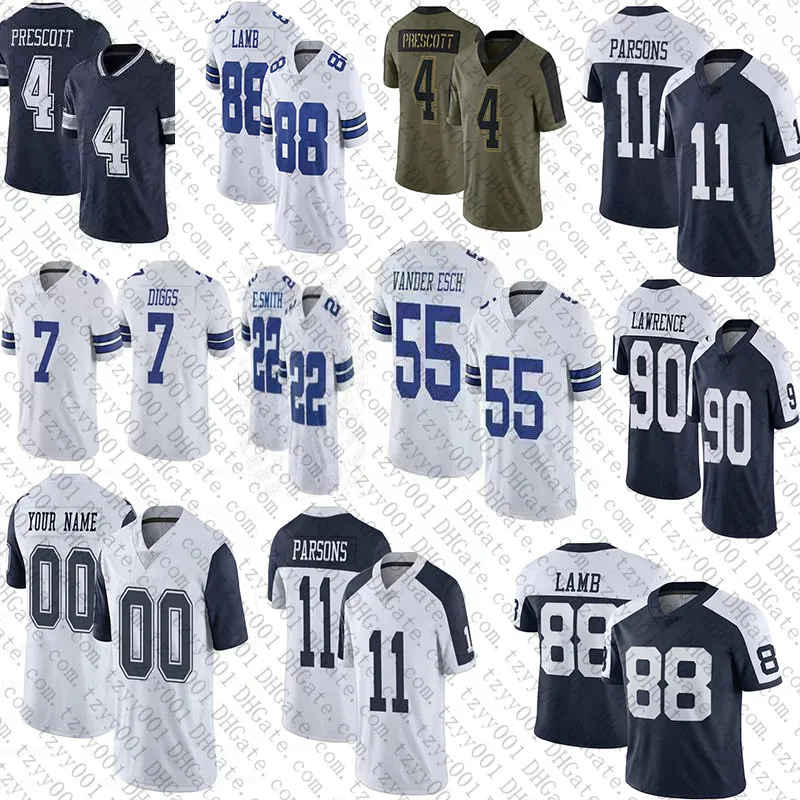 CeeDee Lamb Dak Prescott Micah Parsons Maillot de Football Jake Ferguson DaRon Bland Brandin Cooks Trevon Diggs Tony Pollard Michael Gallup Deuce Vaughn Brandon Aubrey