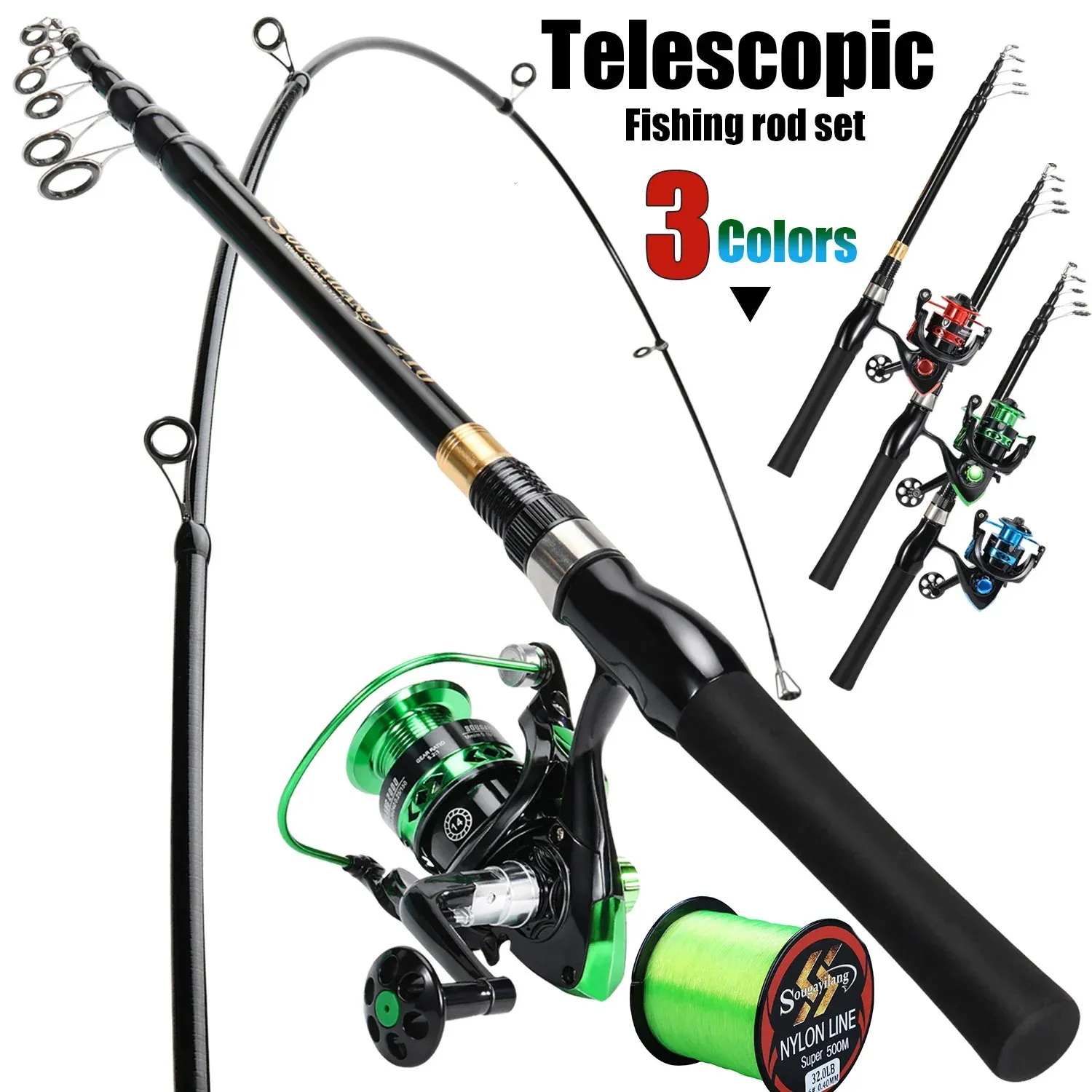 Fishing Pole Tightline Spinning Combo Spinning Rod Reel Sougayilang Telescopic  Surf Rod Sougayilang Telescopic Fishing Rod