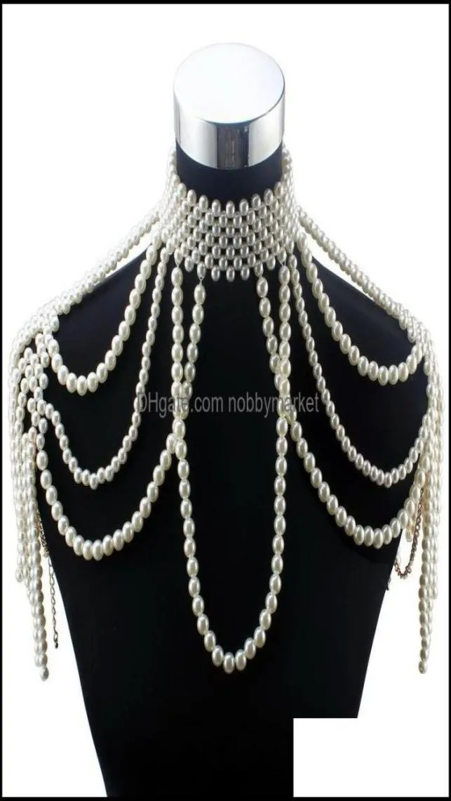 펜던트 목걸이 펜던트 쥬얼리 FSY Long Bead Chain Chunky Simated Pearl Necklace Body for Women 의상 초커 성명 210323 DR8445479