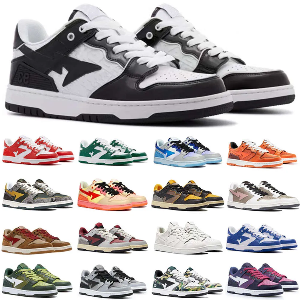 Shoes SK8 Running Men Women Casual Shoes designer womens Sta Low sneaker Court Nigo A Bathing Apes platform shoe mens Shark Black white Patent Grey Leather Green women