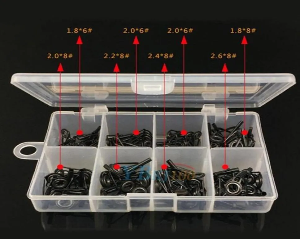 80 PCSスピニング鋳造釣り竿ガイド交換セット修理キットスチールセラミックリング釣り竿建築チップトップガイド9718751