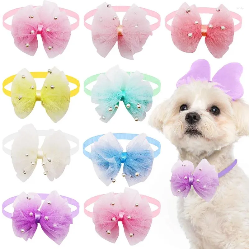 Vêtements pour chiens Bowties en dentelle solide pour les arcs de toilettage Collier réglable Bow Cat Puppy Accessoires Fournitures quotidiennes pour animaux de compagnie Chiens