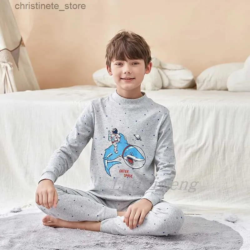 Pyjamas Big Boys Pyjamas Winter Long Sleeve Children's Clothing Sleepwear Cotton Pyjamas For Teenage 6 8 10 12 Years Cartoon Home Clothes R231214