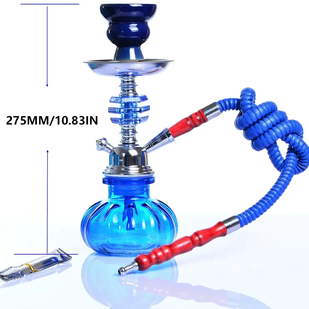 Portable Hookah Shisha Smoking Water pipe Set 10.8inch Cool Mini Colorful Glass Arab Innovative Sheesha Narguil Narghile Nargile Kit Gift