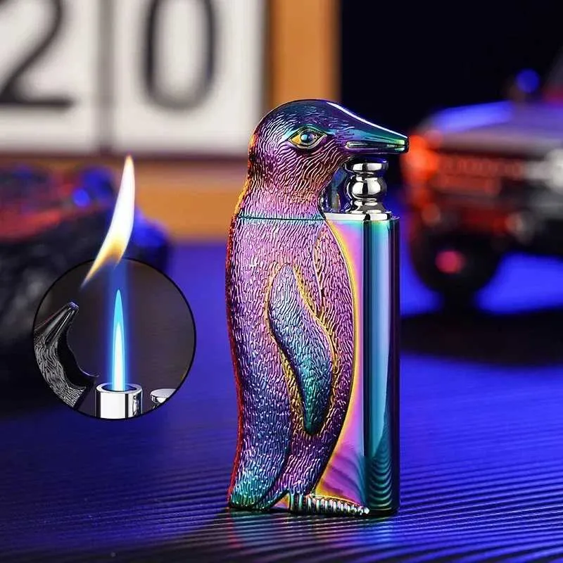 penguin cigarette lighter Double Flame Convertible Metal Windproof Lighter with Penguin Embossed  Design for Cigarette Use from Dhgate Lighters