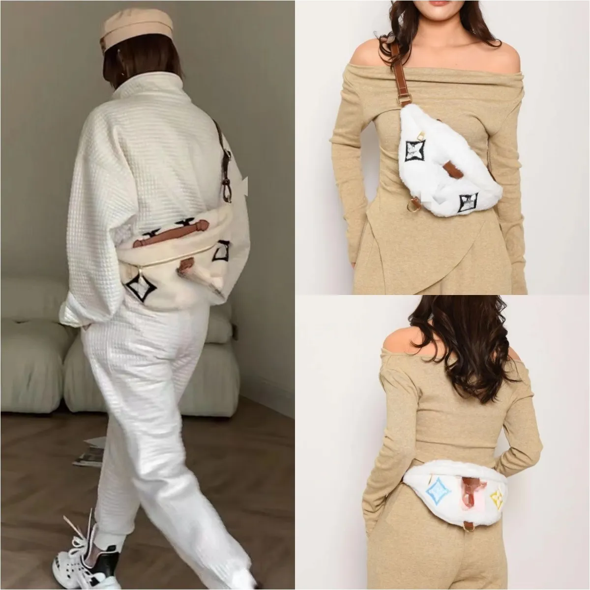 Moda teddy sacos de cintura para homens designer mulher fofo bumbag crossbody inverno fuzzy fannypacks cintos femininos saco de bum bolsas fanny packs