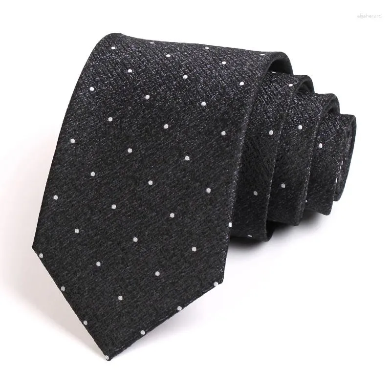 Bow Ties 2023 Brand Classical 8cm Wide Black for Men Business Suit Work Party Slipsa Mannen Högkvalitativ Fashion Formal Neck Tie