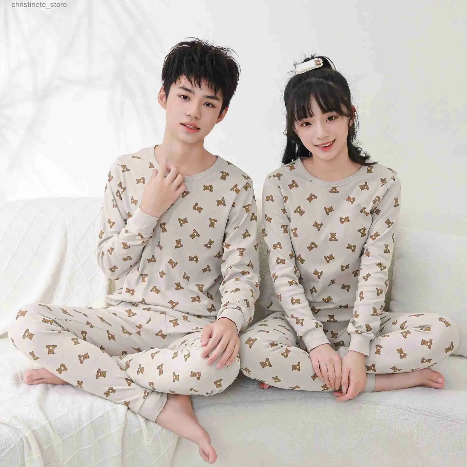 Pyjamas Teenager Junge Tier Bär Pyjamas Kinder Nachtwäsche für 10 16 18 Jahre Kinder Pyjamas Cartoon Homewear Baumwolle Mädchen Pyjamas Anzug