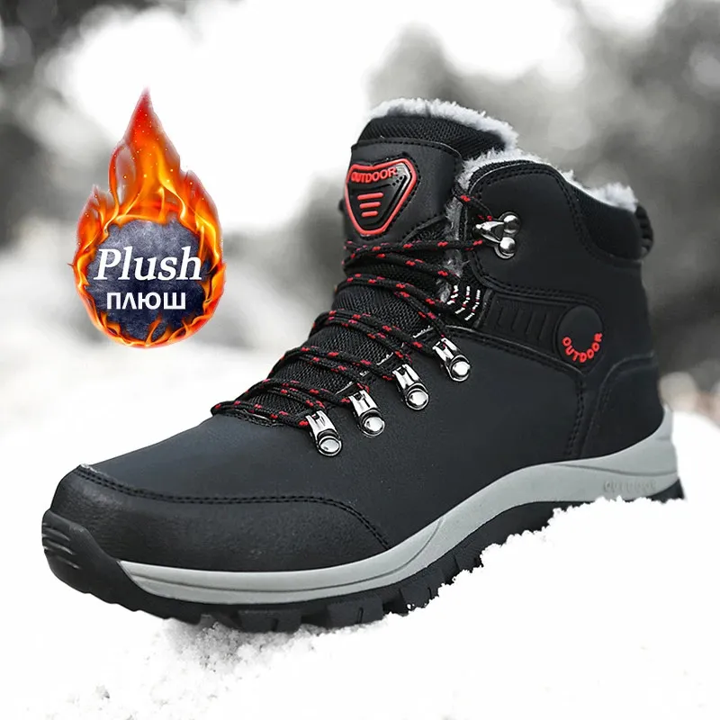 Stiefel Winter Männer Stiefel Wasserdichte Leder Turnschuhe Männer Schnee Stiefel Im Freien Nicht-slip Plüsch Warme Knöchel Wanderschuhe Männer Winter schuhe 231214