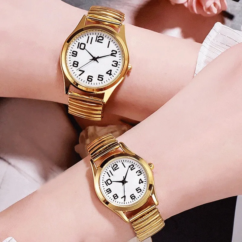 Zegarki na rękę na rękę nadgarstki Mężczyzn Kobiet kwarcowy elastyczna elastyczna opaska prosta swobodna sukienka para zegarek 231214