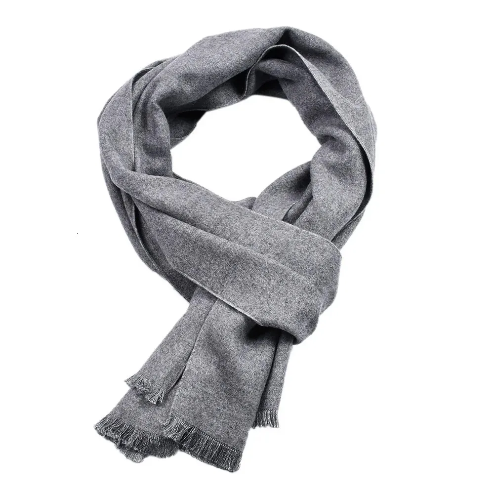 Scarves Fashion Men Soild Color Cashmere Scarf Winter Thicken Warm Pashmina Shawl Man Black Gray Casual Scarves Tassel Foulard Bufanda 231214