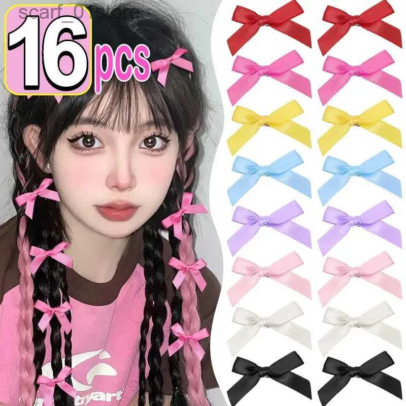 Headwear Hair Accessories 8/16pcs Bowknot Hair Clips Sweet Ballet Ribbon Bow Hairpins Bang Clip Korean Girls Mini Grabs Clips Headwear Hair AccessoriesL231214