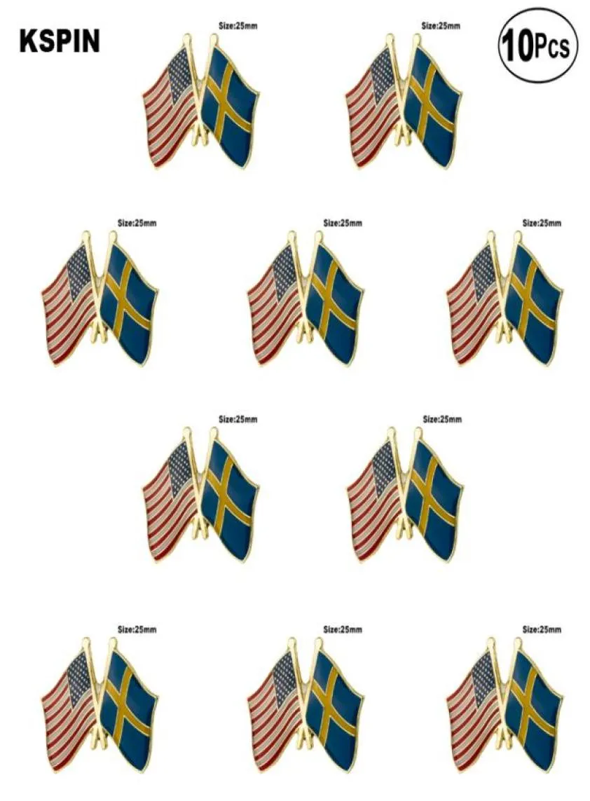 USA Sweden Lapel Pin Flag badge Brooch Pins Badges 10Pcs a Lot7475124