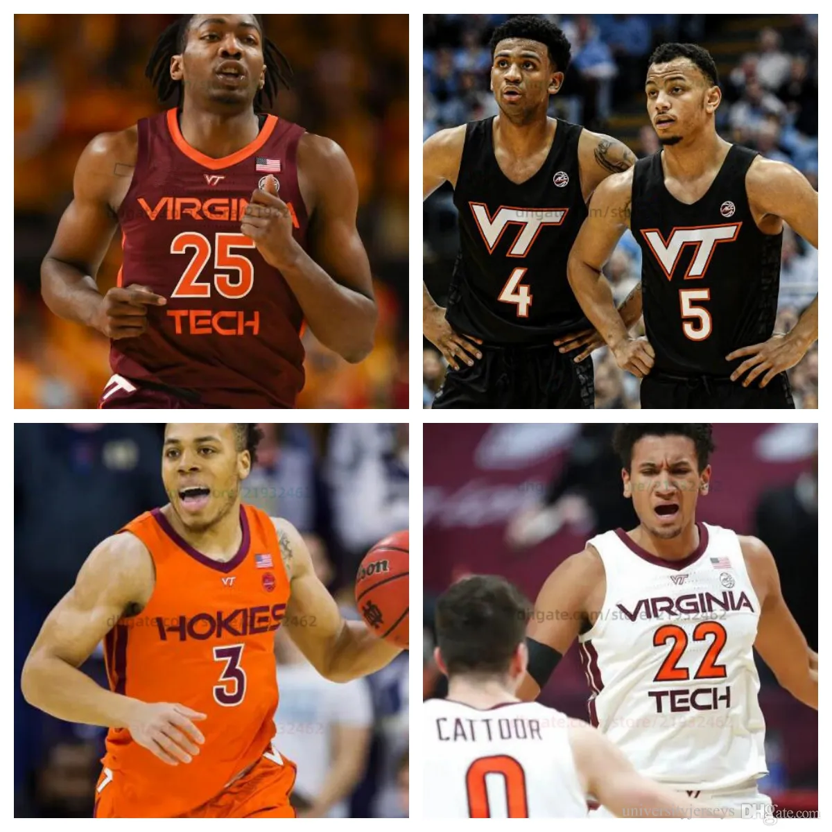 Hunter Cattoor Sean Pedulla Virginia Tech Hokies Basketball Jersey Alla namn Number Herrkvinnor Youth All Stitched Tyler Nickel Brandon Rechsteiner MJ Collins