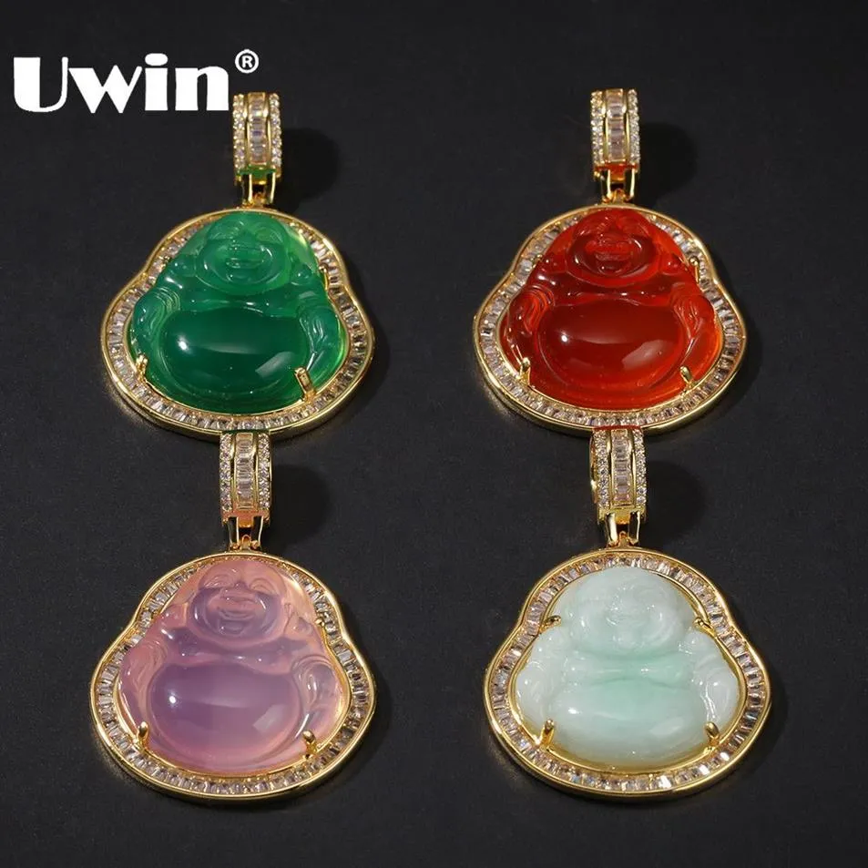 UWIN Buddha Pendant Necklaces For Women Gold Silver Color Colored Gem Necklace Fashion Jewelry New Style Drop 0927322I