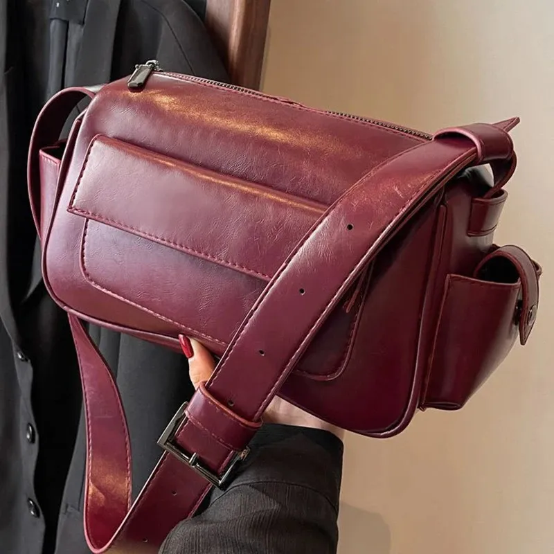 Torby wieczorowe Red Ins Crossbody Bag na jesienną zimę dla kobiet worki retro worki na ramię teksturę PU Square torebki Trend 231213