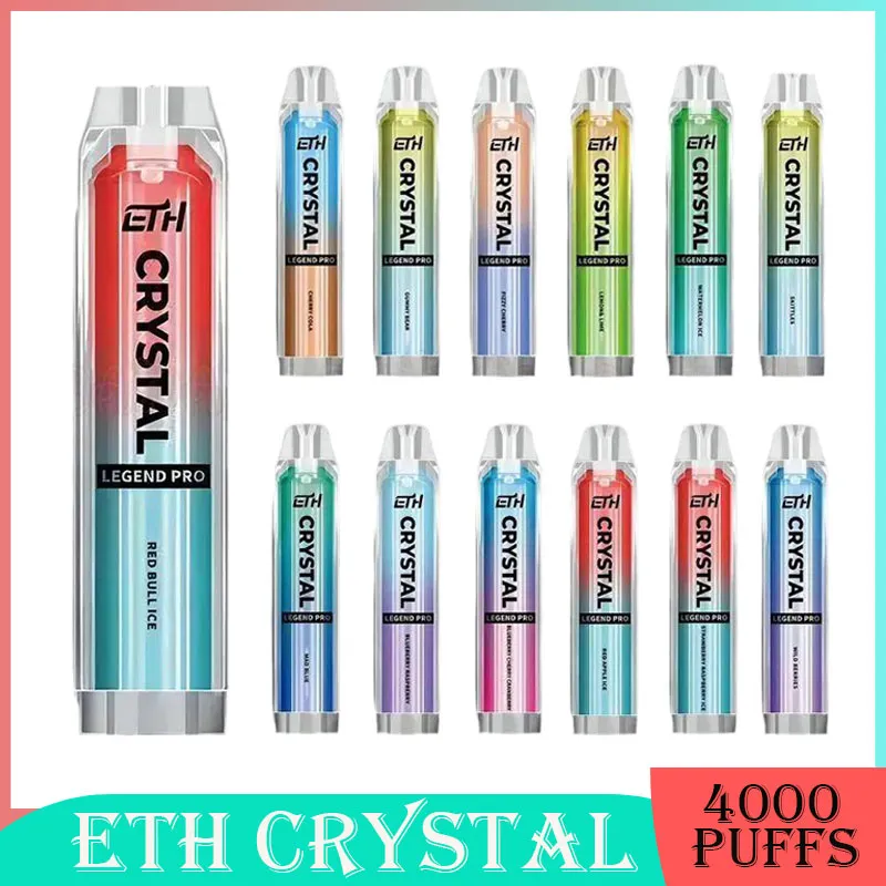ETH Crystal Legend Pro Disposable E Cigarettes 4000 Puffs Mesh Coil Vape Pen 20 Slavors 2% Vaporisateurs