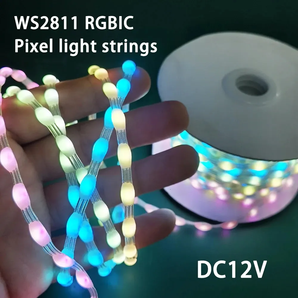 Christmas Decorations DC12V Pixels Magic Light Strings WS2811 RGBIC Dream Color Fairy String Lights Individually Addressable 1.5/2/2.5/3/5cm Spacing 231214