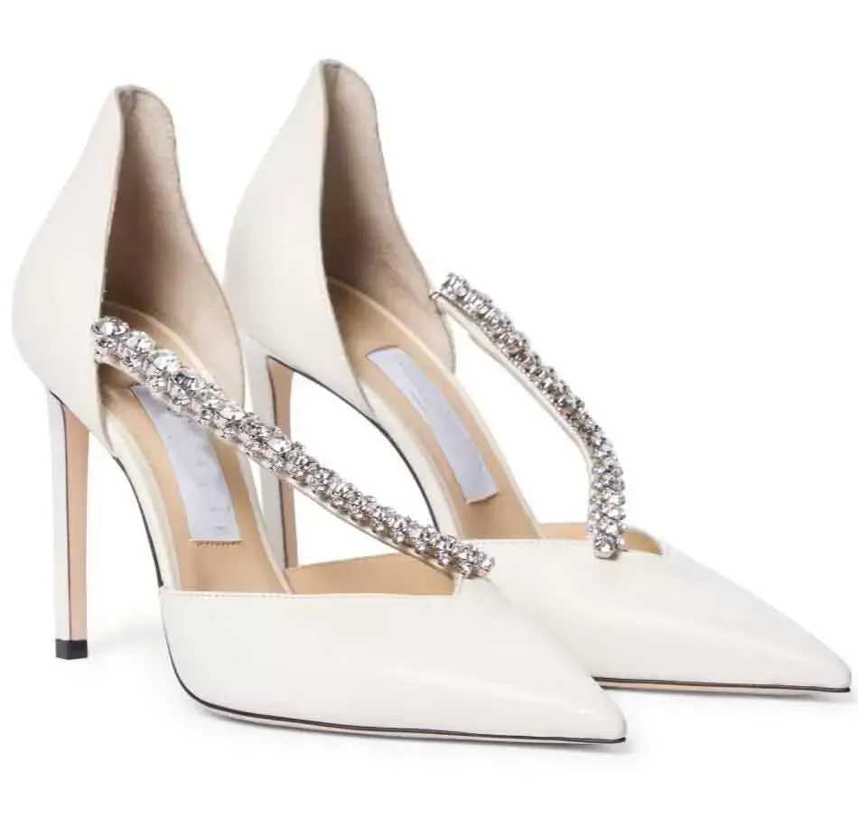 Designer Brand Bee Crystal Dress Shoes Embelling Pointed-Toe Sandaler Women PVC Pumps Lady Slip On Wedding Edit Bride Casual Walking EU35-43 Q13I#