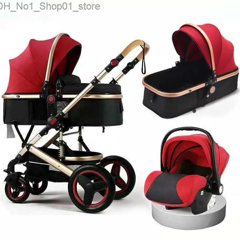 Carrinhos # Carrinho de bebê 3 em 1 Hot Mom Stroller Luxury Travel Pram Carriage Basket Bebês Assento de carro e carrinho Carrito Bebe 20211222 H1 Q231215