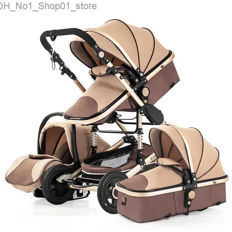 Wskaźniki# 3 w 1 Baby wózek Luxury High Landscape Baby Pram Portable Baby Pushair wielofunkcyjny nowonarodzony powóz podwójny Q231215