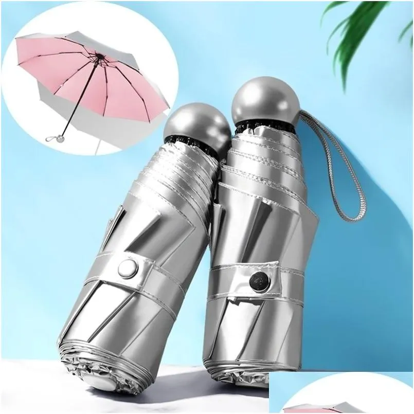 Parapluies 8 côtes Poche Mini Anti UV Paraguas Soleil Pluie Coupe-Vent Léger Pliant Portable Pour Femmes Hommes Enfants 220929 Drop Livraison Dhjcg