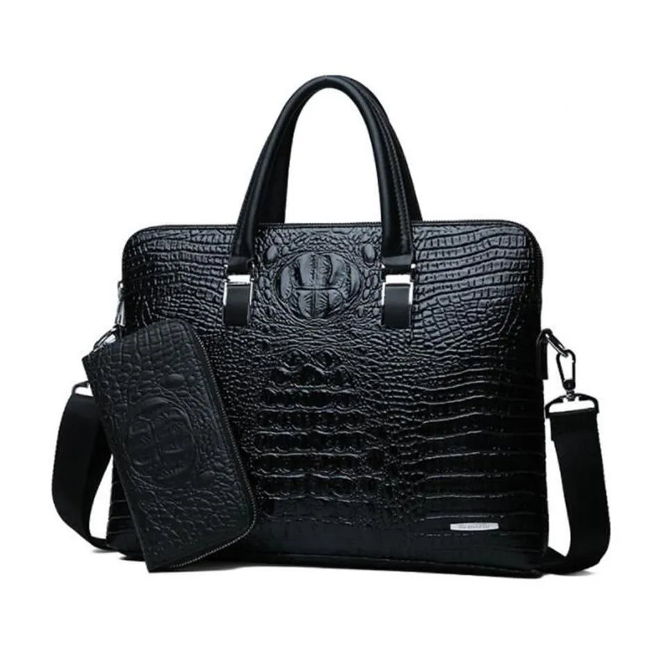 Pacote de marca inteira Moda Crocodilo Prind Business Brethercase Trendy Seção transversal Crocodilo Man Bolsa Multi Função 267i