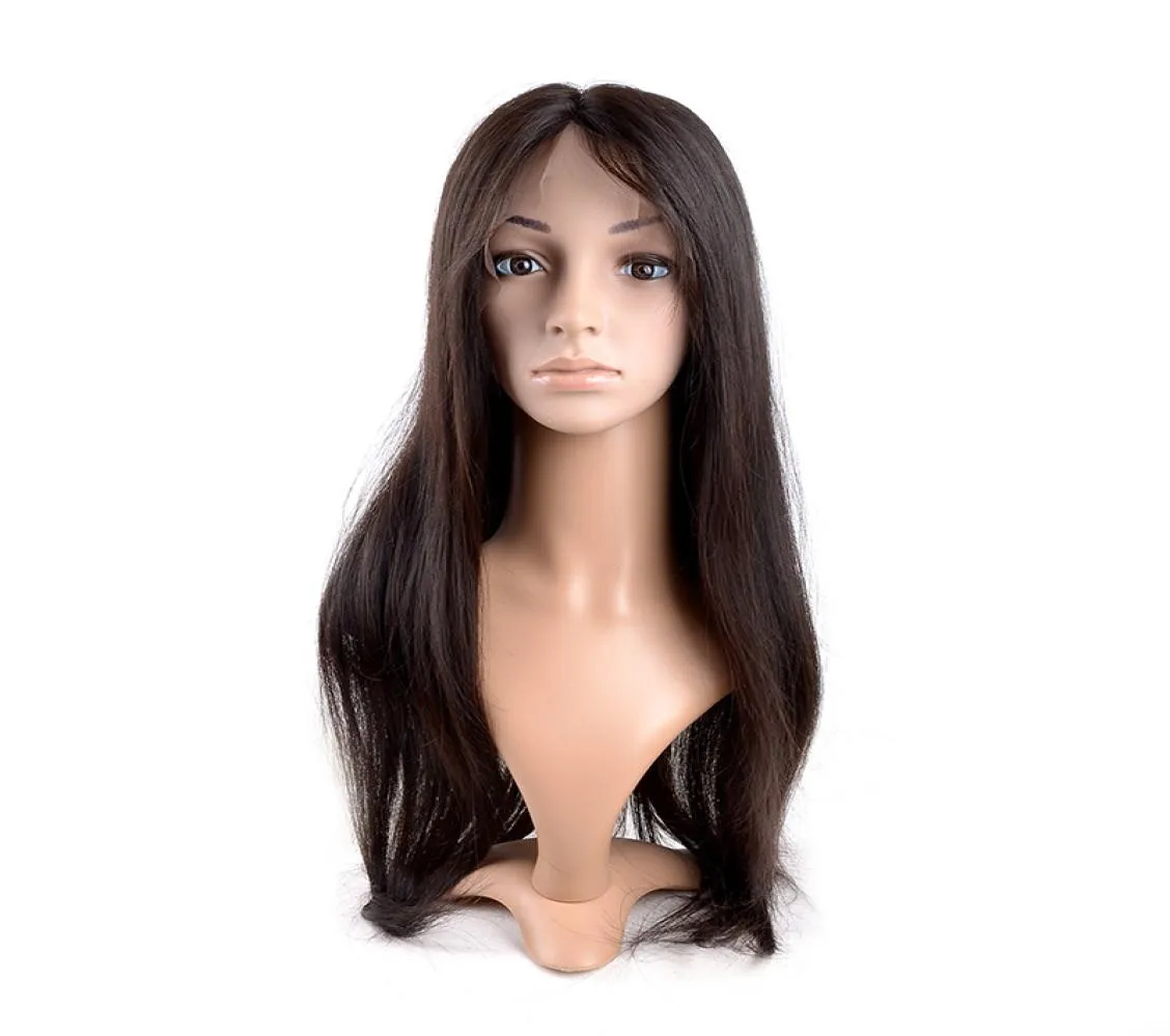 Cabelo humano meia perucas para mulheres brancas peruca kosher europeu cabelo virgem cambojano kinky peruca de renda reta 7951934