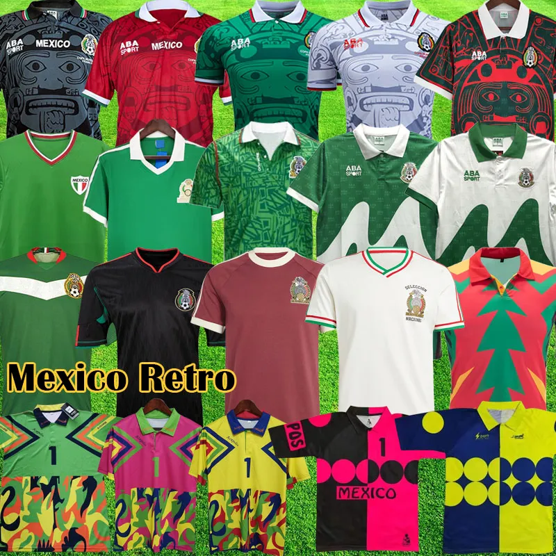 1986 1998 Vintage 1985 Mexico Retro Soccer Jerseys Blanco Hernandez Blanco Campos Uniforms 1994 Jorge Campos målvakt Fotbollströjor