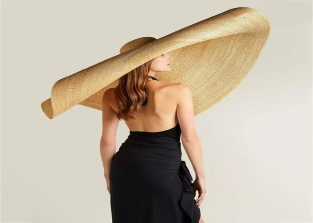 Fashion Lady Strohhut Frauen Sommer Sonnenvisor Sunhat Floppy Eimer Mütze Übergroße weibliche Hut Stroh Beach Antiuv Schutz8491119