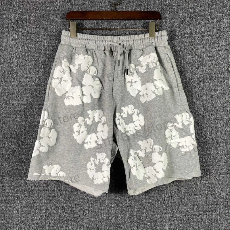 Shorts masculinos calções kapok espuma impressão homens mulheres 1 1 solto algodão cinza verão shorts t231214