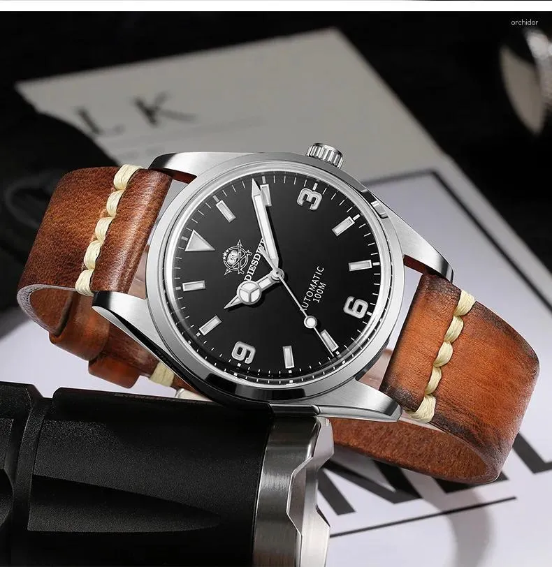 Начатые часы Addies Men Automatic Watch 38-мм роскошные часы Механические наручные часы Diver 100M водонепроницаемые ретро BGW-9 Светящий сапфир NH38