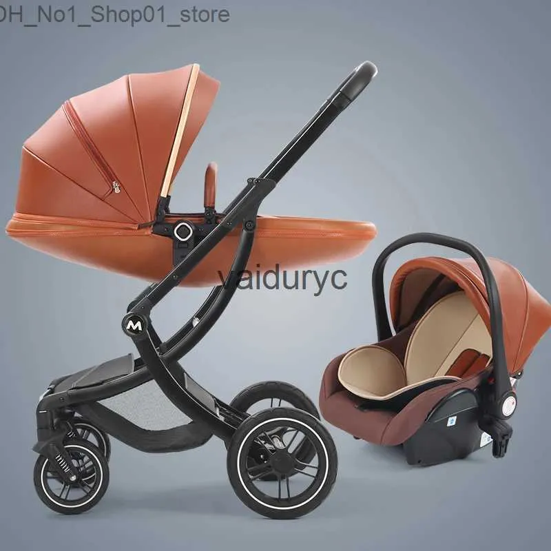 Barnvagnar# baby barnvagn 2in1/3 i 1 lyxvagn med bilstols äggskal nyfödd läder högt landskapsvapenururc q231215