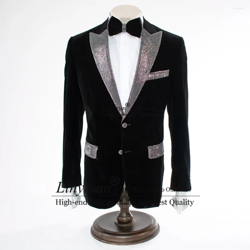Men's Suits Elegant Shiny Corduroy Tuxedos Men 2 Pieces Sets Wedding Groom Dinner Party Male Prom Blazers Coustome Homme