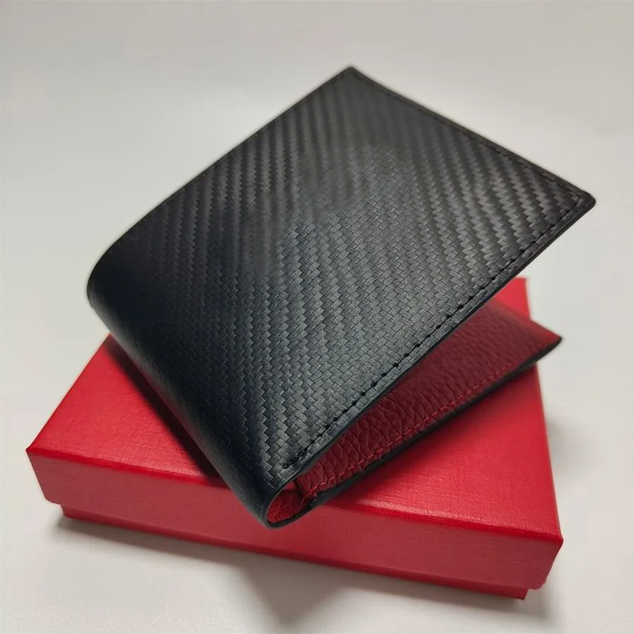 Fashion Man Red Wallet Thin Pocket Cardholder Portable Cash Holder Luxury Fold Coin Purse levereras med Box Designer Mini Wallets249l